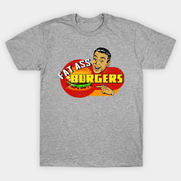 Distressed Burger T-Shirt. T-Shirt by NineBlack